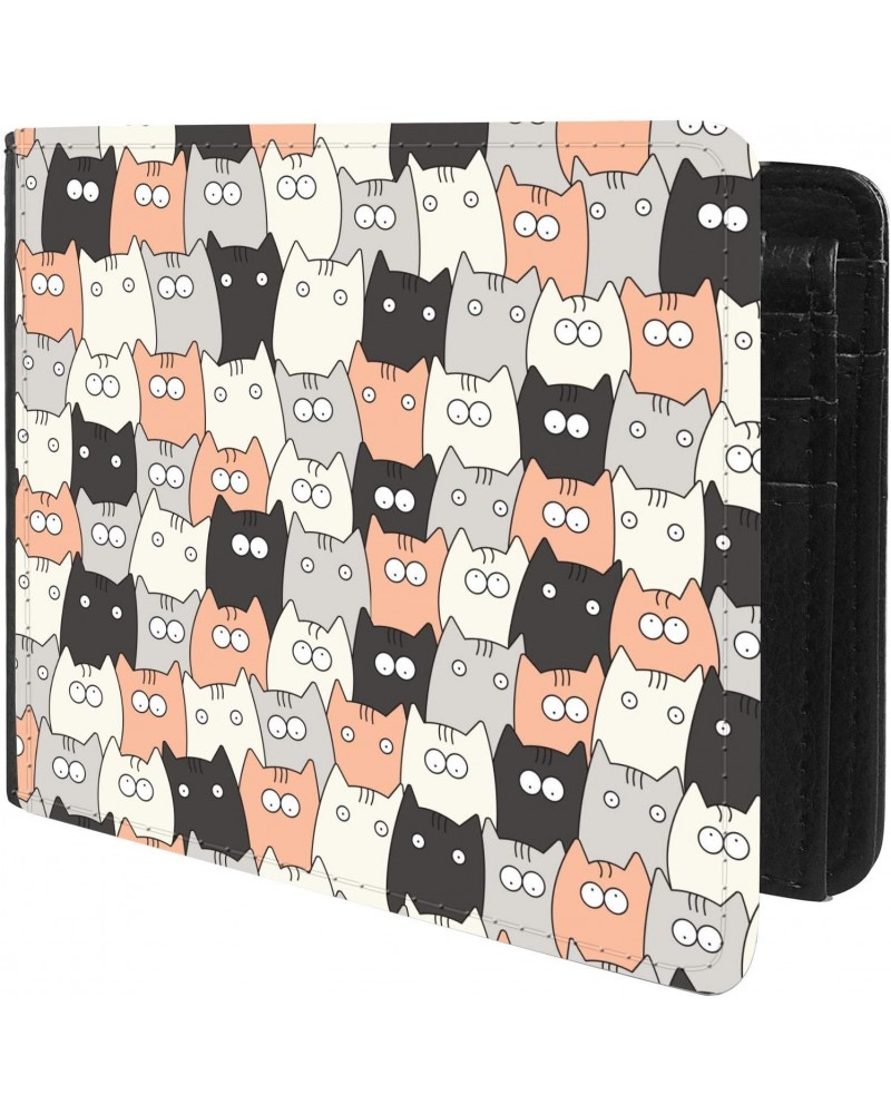 Unique Desige Pattern - Funny Cats Wallpaper, Slim Front Pocket Wallet Billfold RFID Blocking $8.75 Wallets