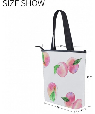 Tote Handbag for Women Tote Bag, Watercolor Peaches Leaves Canvas + leather Shoulder Bag, Hobo bag, Satchel Purse(226rh7c) $1...