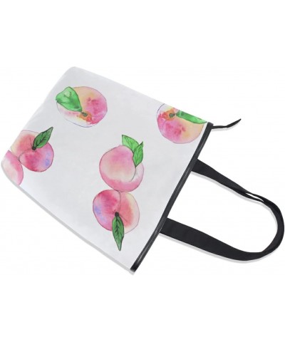 Tote Handbag for Women Tote Bag, Watercolor Peaches Leaves Canvas + leather Shoulder Bag, Hobo bag, Satchel Purse(226rh7c) $1...