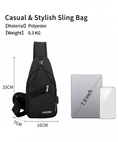 New Sling Bag Unisex Chest Pack for Men/Women Crossbody Bag with USB, Earphone Hole One Strap Backpack for Travel Cycling Cam...