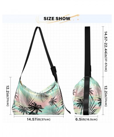 Summer Palms Hobo Bags for Women Crossbody Bag Handbag Leather Purses Shoulder Bag for Work Travel Gifts $15.84 Hobo Bags