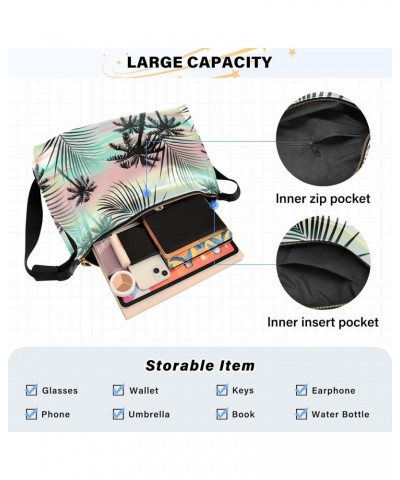 Summer Palms Hobo Bags for Women Crossbody Bag Handbag Leather Purses Shoulder Bag for Work Travel Gifts $15.84 Hobo Bags