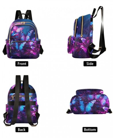 Blue-purple Butterfly Fashion Travel Backpack for Women Multi Pockets Lightweight Purse for Women-M Multicolor Small $17.50 B...