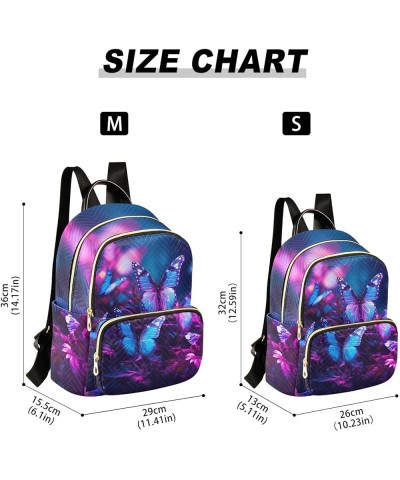 Blue-purple Butterfly Fashion Travel Backpack for Women Multi Pockets Lightweight Purse for Women-M Multicolor Small $17.50 B...