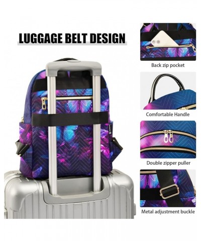 Blue-purple Butterfly Fashion Travel Backpack for Women Multi Pockets Lightweight Purse for Women-M Multicolor Small $17.50 B...