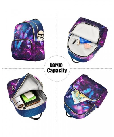 Blue-purple Butterfly Fashion Travel Backpack for Women Multi Pockets Lightweight Purse for Women-M Multicolor Small $17.50 B...