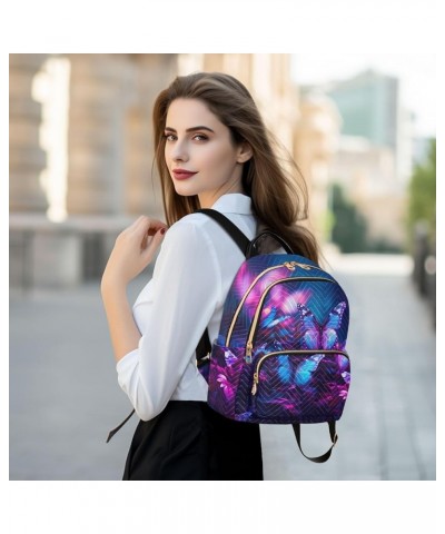 Blue-purple Butterfly Fashion Travel Backpack for Women Multi Pockets Lightweight Purse for Women-M Multicolor Small $17.50 B...