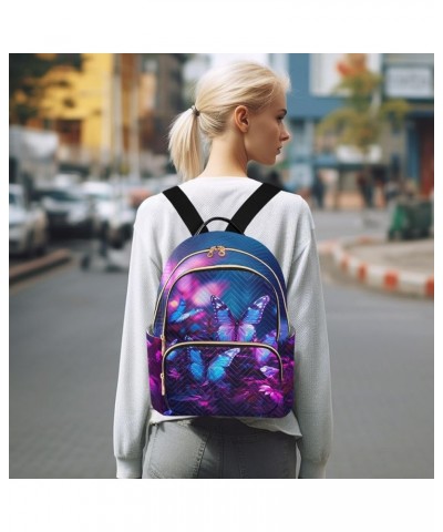 Blue-purple Butterfly Fashion Travel Backpack for Women Multi Pockets Lightweight Purse for Women-M Multicolor Small $17.50 B...