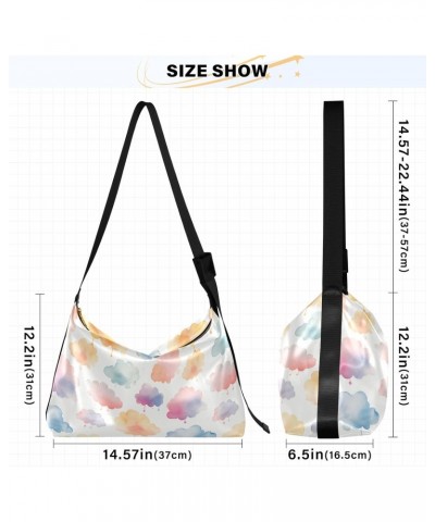 Cartoon Colorful Clouds Women Leather Handbags Hobo Leather Purse Women Shoulder Bag with Adjustable Shoulder Strap for Work ...