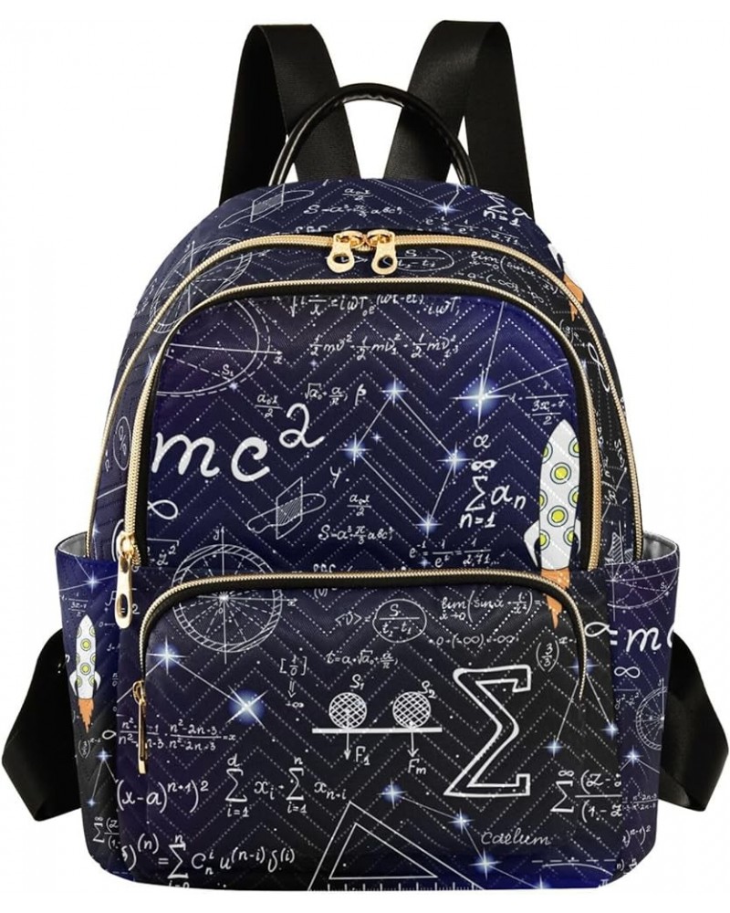 Math Formulas Cartoon Rocket Backpack for Women Shoulder Bag Lightweight Mini Backpack Casual Daypack Back Pack for Travel Mi...