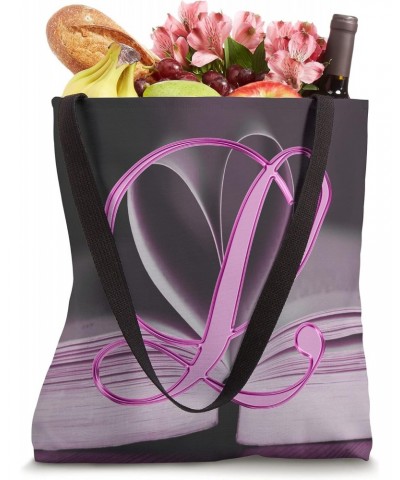 L Pink Heart Book Page Story Read Love Initial Letter Name Tote Bag $10.27 Totes