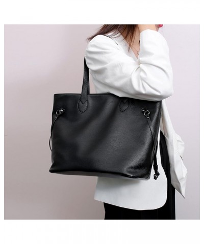 Simple Big Women Handbags PU Leather Shoulder Bag Ladies Underarm Bags Casual Large Capacity Tote Bags Black $33.08 Totes