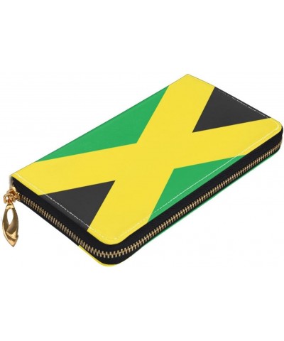 Jamaica Flag Leather Wallet Credit Card Holder Wallet Fashion Wristlet Wallet Clutch Purse For Women And Men $24.40 Wristlets