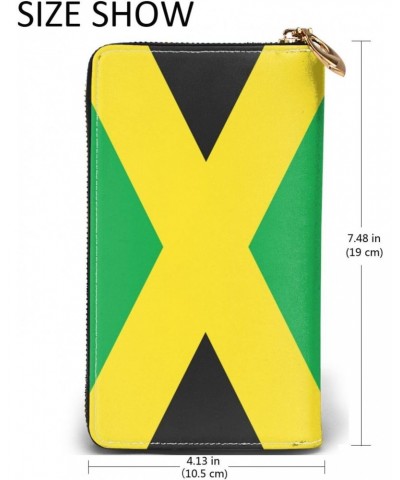 Jamaica Flag Leather Wallet Credit Card Holder Wallet Fashion Wristlet Wallet Clutch Purse For Women And Men $24.40 Wristlets