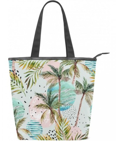 Tropical Palm Tree Tote Handbag for Women Tote Bag, Canvas + leather Shoulder Bag, Hobo bag, Satchel Purse(237ri1a) $13.74 Totes