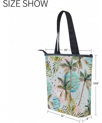 Tropical Palm Tree Tote Handbag for Women Tote Bag, Canvas + leather Shoulder Bag, Hobo bag, Satchel Purse(237ri1a) $13.74 Totes