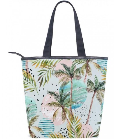 Tropical Palm Tree Tote Handbag for Women Tote Bag, Canvas + leather Shoulder Bag, Hobo bag, Satchel Purse(237ri1a) $13.74 Totes