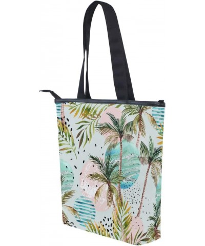 Tropical Palm Tree Tote Handbag for Women Tote Bag, Canvas + leather Shoulder Bag, Hobo bag, Satchel Purse(237ri1a) $13.74 Totes