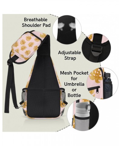 Summer Tropical Leaves Sling Bag for Women Crossbody Backpack Purse Shoulder Casual Daypack Cross Body Bags for Travel Cyclin...