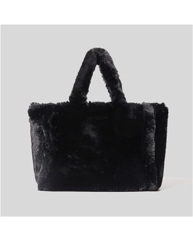 Large Ladies Handbag Soft Plush Keeps Warm in Winter (Color : Black) Black $43.30 Handbags