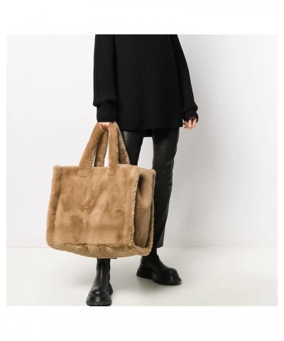 Large Ladies Handbag Soft Plush Keeps Warm in Winter (Color : Black) Black $43.30 Handbags