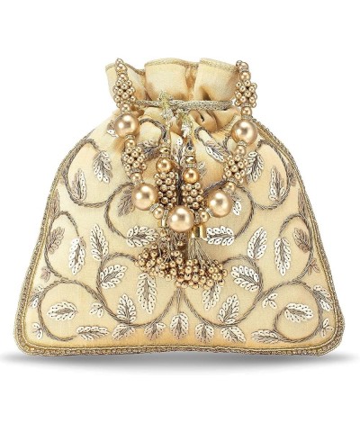 Indian Potli Bags For Women Evening Bag Clutch Ethnic Bride Purse Cream 1 $24.98 Evening Bags