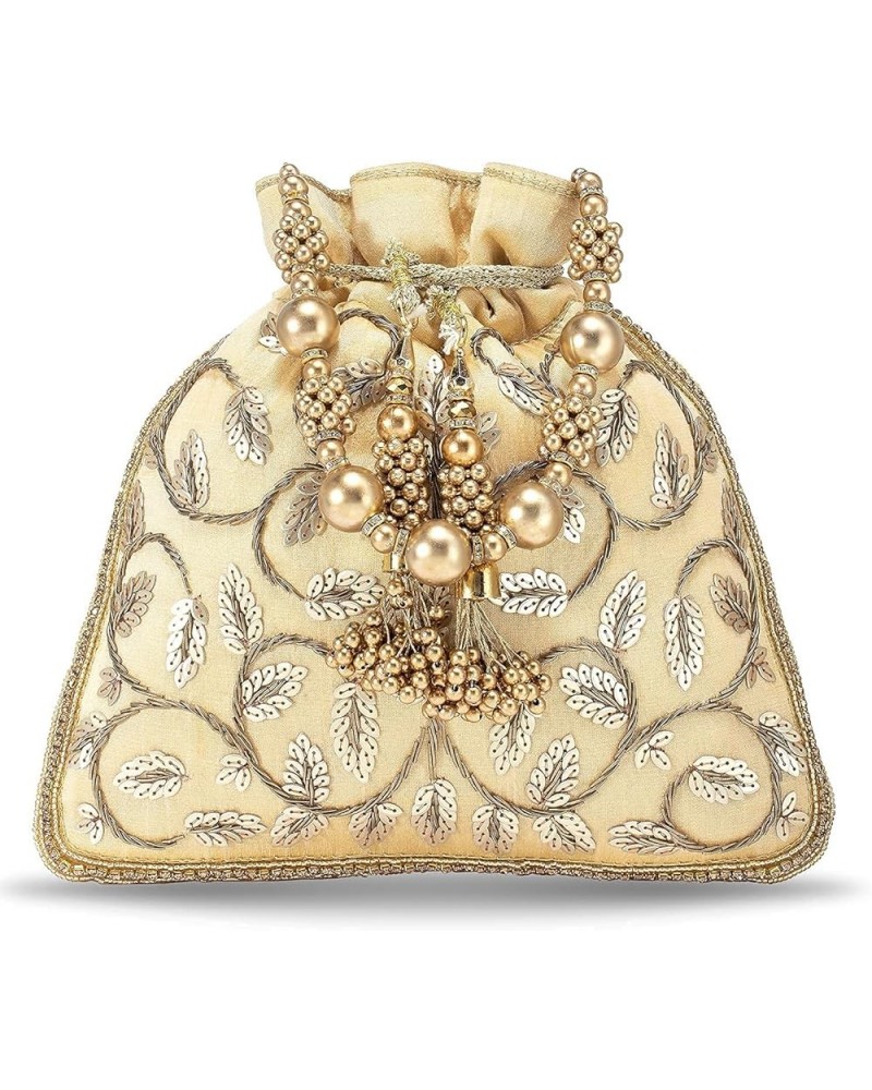 Indian Potli Bags For Women Evening Bag Clutch Ethnic Bride Purse Cream 1 $24.98 Evening Bags