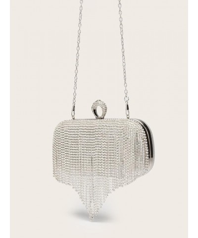 Women Luxury Tassel Evening Clutch Bag Rhinestones Wedding Purse Handbag 1-silver $12.87 Evening Bags