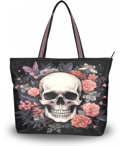 Floral Sugar Skull Tote Bag for Women Casual Shoulder Bag Women Hobo Bag Top Handle Handbag for Shopping Travel Work $12.69 T...