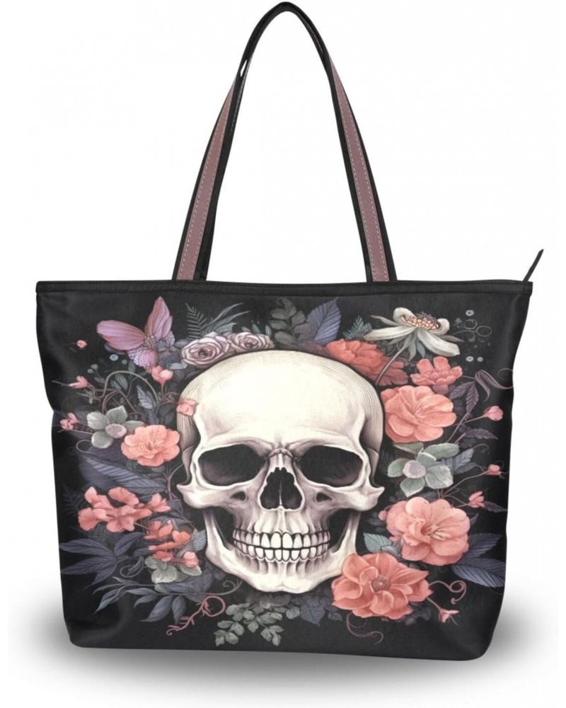 Floral Sugar Skull Tote Bag for Women Casual Shoulder Bag Women Hobo Bag Top Handle Handbag for Shopping Travel Work $12.69 T...