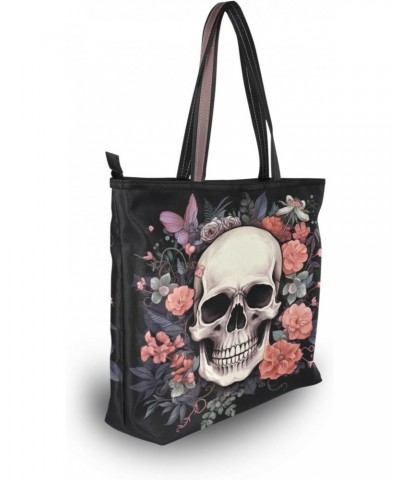 Floral Sugar Skull Tote Bag for Women Casual Shoulder Bag Women Hobo Bag Top Handle Handbag for Shopping Travel Work $12.69 T...