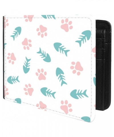 Unique Desige Pattern - Cat Paws and Fishbones, Slim Front Pocket Wallet Billfold RFID Blocking $8.75 Wallets