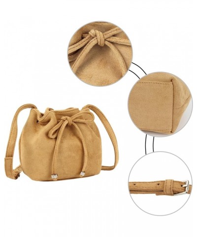 Women Faux Suede Winter Shoulder Crossbody Bag Barrel Shape Drawstring Satchel Purse 8.2 * 3.9 * 6.7 A-brown $15.50 Satchels