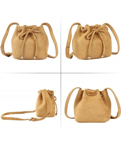 Women Faux Suede Winter Shoulder Crossbody Bag Barrel Shape Drawstring Satchel Purse 8.2 * 3.9 * 6.7 A-brown $15.50 Satchels