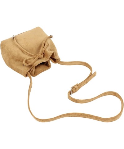 Women Faux Suede Winter Shoulder Crossbody Bag Barrel Shape Drawstring Satchel Purse 8.2 * 3.9 * 6.7 A-brown $15.50 Satchels