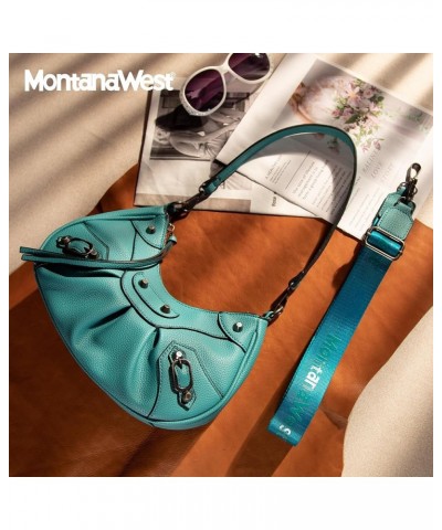 MEDIUM Shoulder Hobo Bags for Women Trendy Purses Leather Clutch Purse and Handbags Hobo-turquoise $10.50 Shoulder Bags