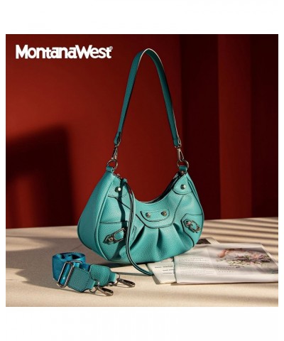 MEDIUM Shoulder Hobo Bags for Women Trendy Purses Leather Clutch Purse and Handbags Hobo-turquoise $10.50 Shoulder Bags