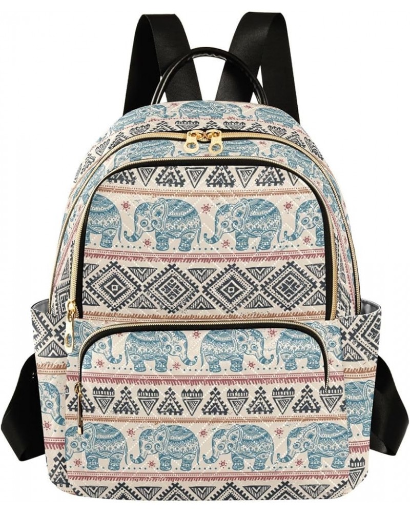 Women Fashion Backpack Purse Casual Lightweight Travel Shoulder Bag Ethnic Elephant Rucksack Ladies Bag, Small Ethnic Elephan...