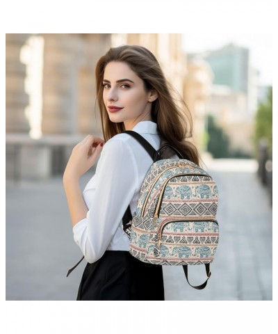 Women Fashion Backpack Purse Casual Lightweight Travel Shoulder Bag Ethnic Elephant Rucksack Ladies Bag, Small Ethnic Elephan...