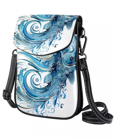 Crossbody Bags for Women,Crossbody Bag Men,Small Sling Bag,Blue Print Fish,Crossbody Purse $11.65 Crossbody Bags