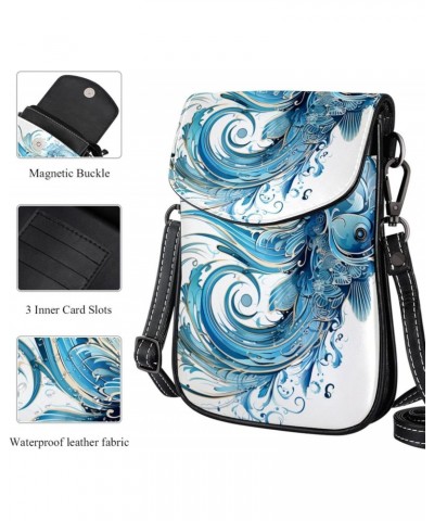 Crossbody Bags for Women,Crossbody Bag Men,Small Sling Bag,Blue Print Fish,Crossbody Purse $11.65 Crossbody Bags