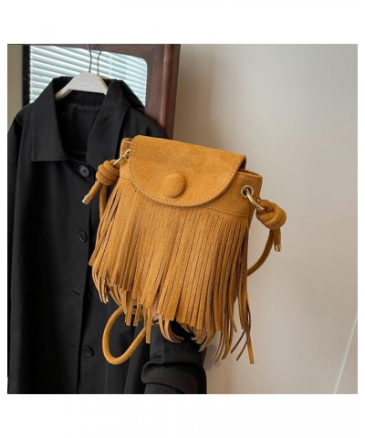 Small Hobo Fringe Hippie Crossbody Bag for Women Faux Suede Shoulder Bag Hobo Tassel Messenger Bag Boho Purse (Brown) Brown $...