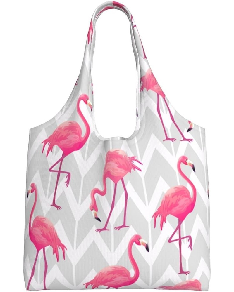 Flamingos Single Shoulder Commuter Canvas Tote Bags For Women And Men Flamingos 20 $9.01 Totes