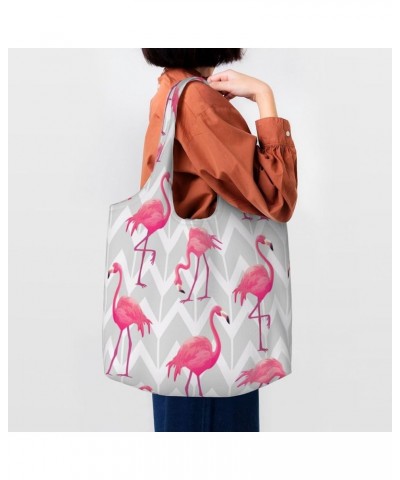 Flamingos Single Shoulder Commuter Canvas Tote Bags For Women And Men Flamingos 20 $9.01 Totes