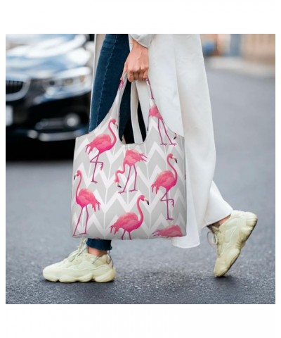 Flamingos Single Shoulder Commuter Canvas Tote Bags For Women And Men Flamingos 20 $9.01 Totes