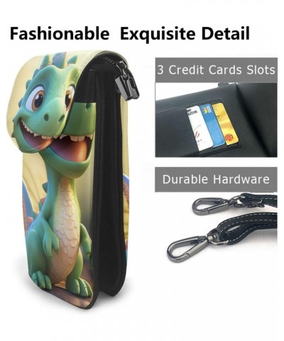 Women Small Cell Phone Purse Cute Dinosaur Pattern Soft, Durable and Waterproof PU Leather Convenient for Daily use and Trave...