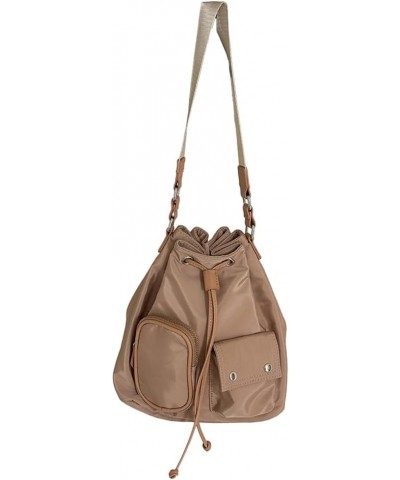 Fashionable and Comfortable Nylon Bucket Bag for Women Durable and Spacious Shoulder Bags Female Crossbody Bag Apricot $16.15...