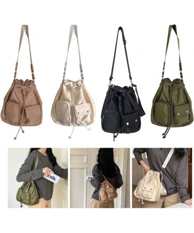 Fashionable and Comfortable Nylon Bucket Bag for Women Durable and Spacious Shoulder Bags Female Crossbody Bag Apricot $16.15...