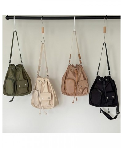 Fashionable and Comfortable Nylon Bucket Bag for Women Durable and Spacious Shoulder Bags Female Crossbody Bag Apricot $16.15...