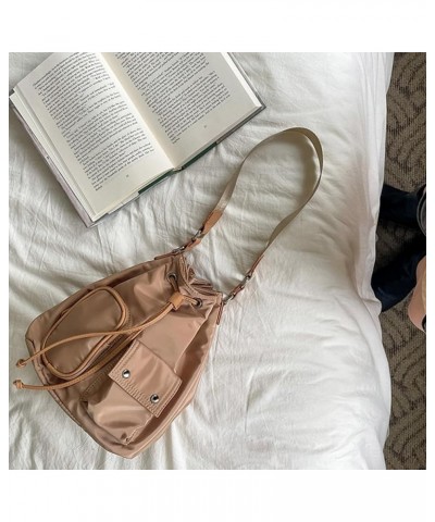 Fashionable and Comfortable Nylon Bucket Bag for Women Durable and Spacious Shoulder Bags Female Crossbody Bag Apricot $16.15...